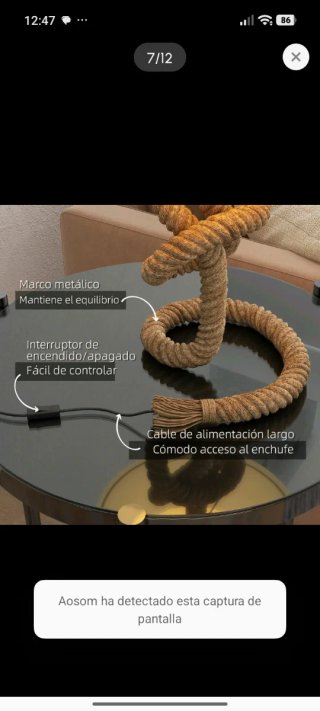 Lámpara de mesa de yute y tela