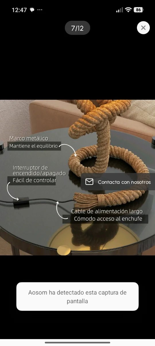 Lámpara de mesa de yute y tela
