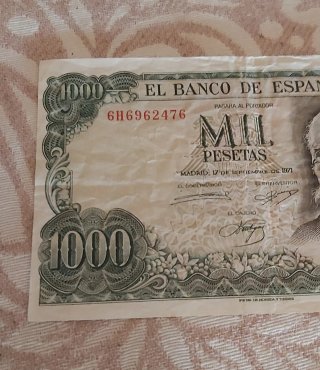 Billete 1000 Pesetas 1971 Defecto Impresión