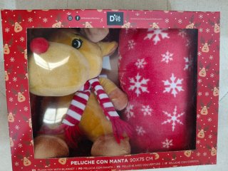 Peluche Reno con Manta Navideña DCasa