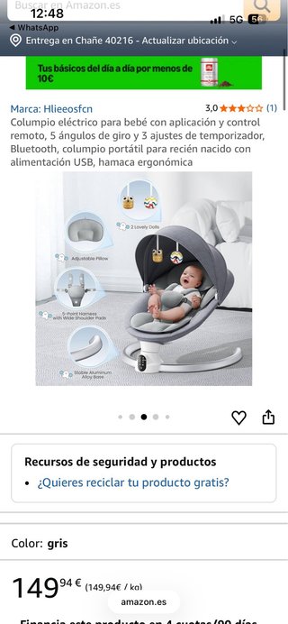Columpio eléctrico para bebé
