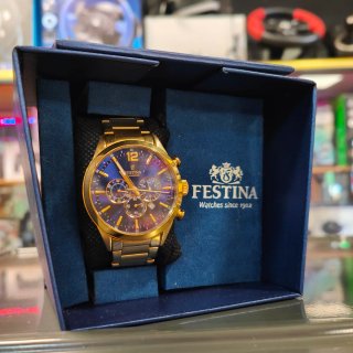 Reloj Festina Dorado y Azul Cronógrafo