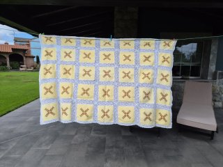 Mantel bordado a mano y ganchillo 1 80 x 1 20