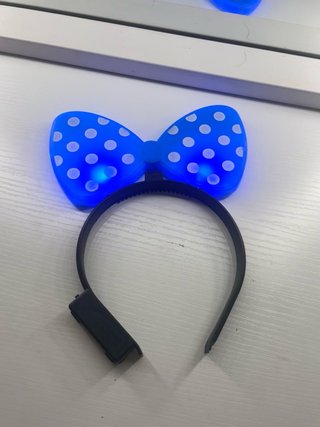 Diadema Azul con Lunares Blancos y Luces LED