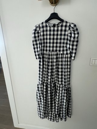 Vestido Cherubina cuadros blanco y negro
