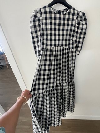 Vestido Cherubina cuadros blanco y negro