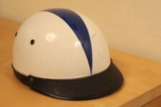 Casco Moto Vintage Años 60 Blanco/Azul