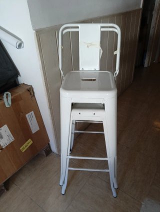Taburetes altos metal blanco con respaldo