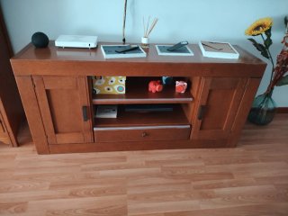 Mesa comedor extensible madera y mueble alto y baj