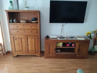 Mesa comedor extensible madera y mueble alto y baj