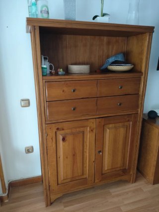 Mesa comedor extensible madera y mueble alto y baj