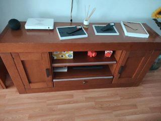 Mesa comedor extensible madera y mueble alto y baj