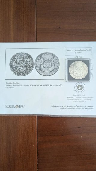 Moneda 8 Reales Columnario 1751
