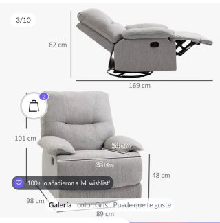 Sillón relax gris de lino nuevo