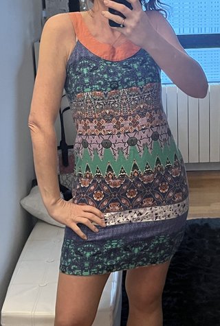 Vestido playero S naranja estampado