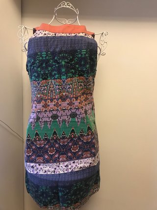 Vestido playero S naranja estampado