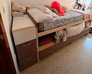 Cama 90 con escritorio y 4 cajones