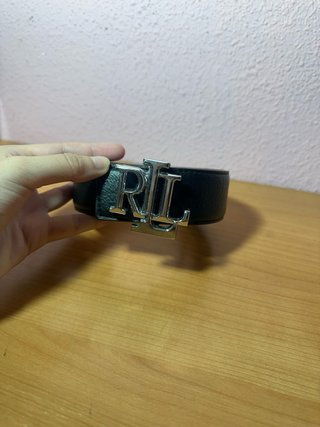 Cinturón Ralph Lauren RL Negro y Plateado