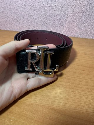 Cinturón Ralph Lauren RL Negro y Plateado