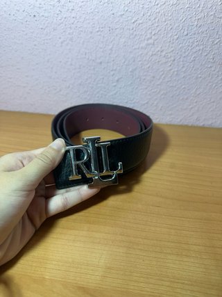 Cinturón Ralph Lauren RL Negro y Plateado