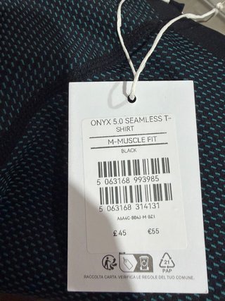Camiseta Gymshark Onyx V5 Talla M