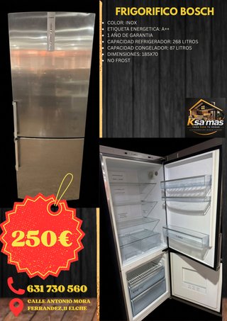 Frigorífico Bosch Inox 268L + 87L No Frost