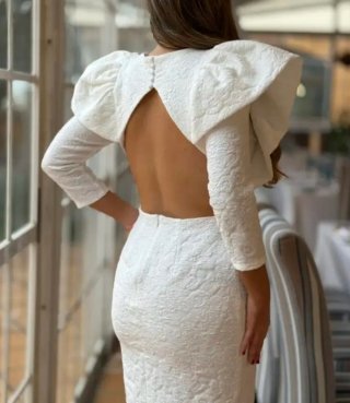 Vestido midi jacquard espalda al aire