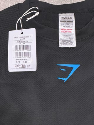 Camiseta Gymshark Onyx V5 Negra/Azul