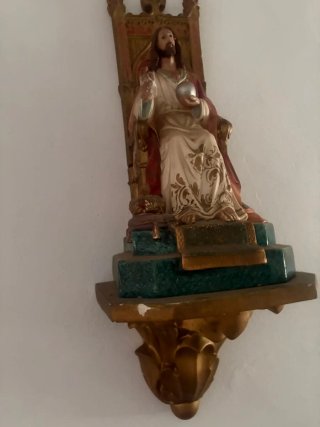 Escultura Cristo Rey trono plata