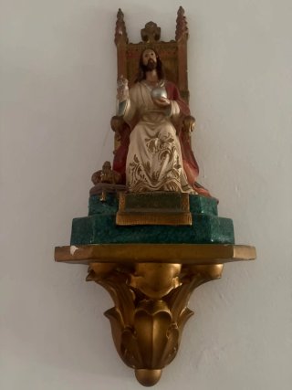 Escultura Cristo Rey trono plata