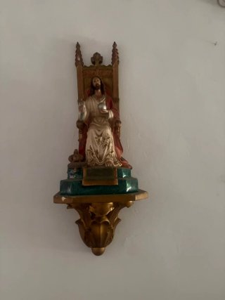 Escultura Cristo Rey trono plata