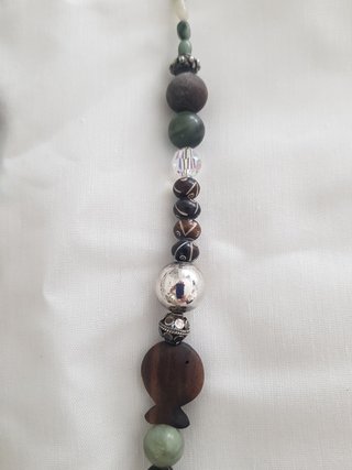 Collar diseño exclusivo plata, madera y piedras
