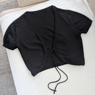 Chaqueta bolero negra manga corta algodón Zara S/M