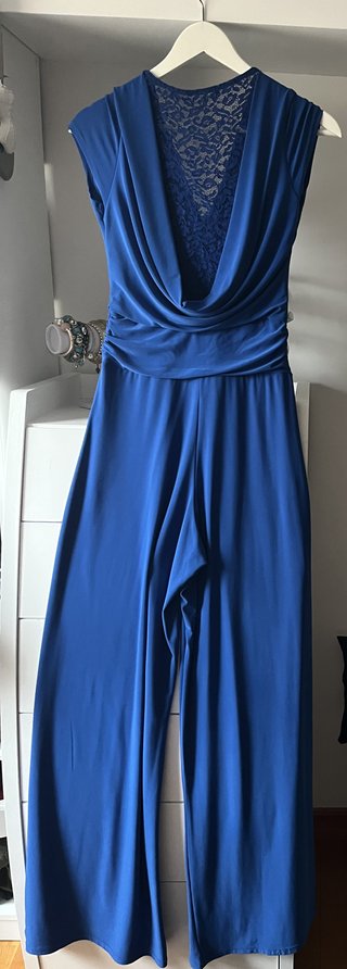 Mono azul elegante espalda encaje Talla M