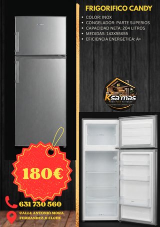 Frigorífico Candy Inox 204L