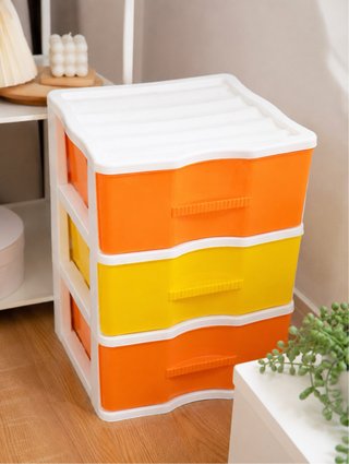 Cajonera de plástico 3 cajones naranja y amarillo