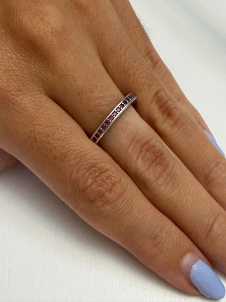 Anillo Pandora Corazones Morados Plata Talla 50