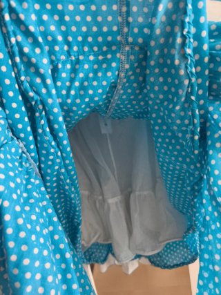 Traje Flamenca Niña Azul Lunares Talla 4-6 años.