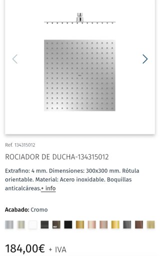 Rociador Ducha TRES 30x30 cm Acero Inoxidable