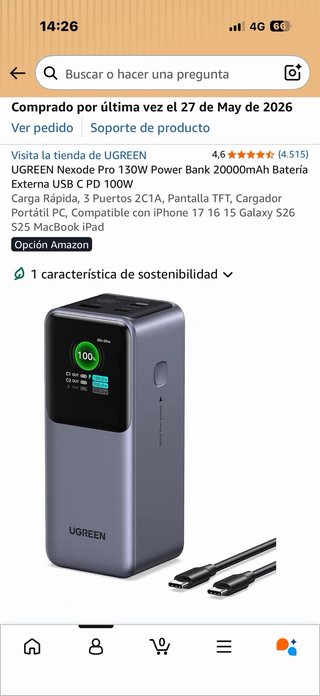 UGREEN Nexode Pro 130W Power Bank 20000mAh y Carga