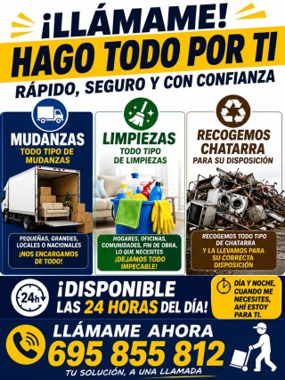 Hacemos todo tipo de portes mudanzas de salojos