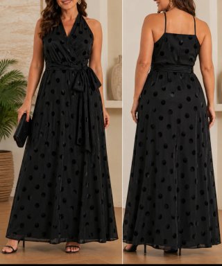 Vestido fiesta negro lunares