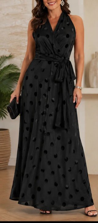 Vestido fiesta negro lunares