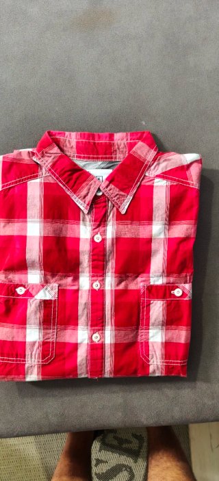 Camisa de cuadros roja manga larga XL