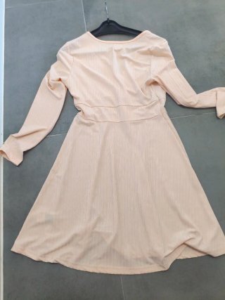 Vestido manga larga fino rosa