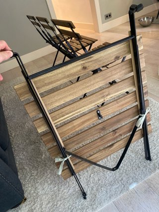 Mesa y 3 Sillas Plegables Madera