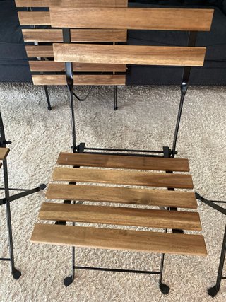Mesa y 3 Sillas Plegables Madera
