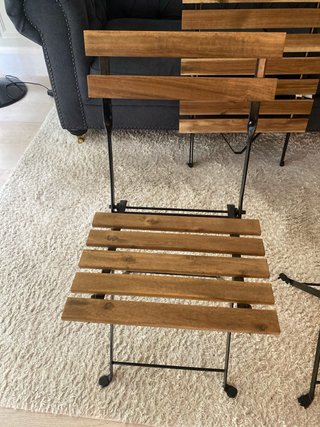 Mesa y 3 Sillas Plegables Madera