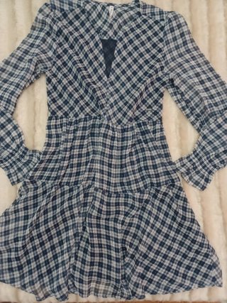 Vestido cuadros azul y blanco