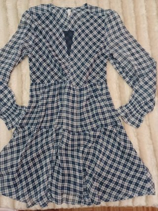 Vestido cuadros azul y blanco